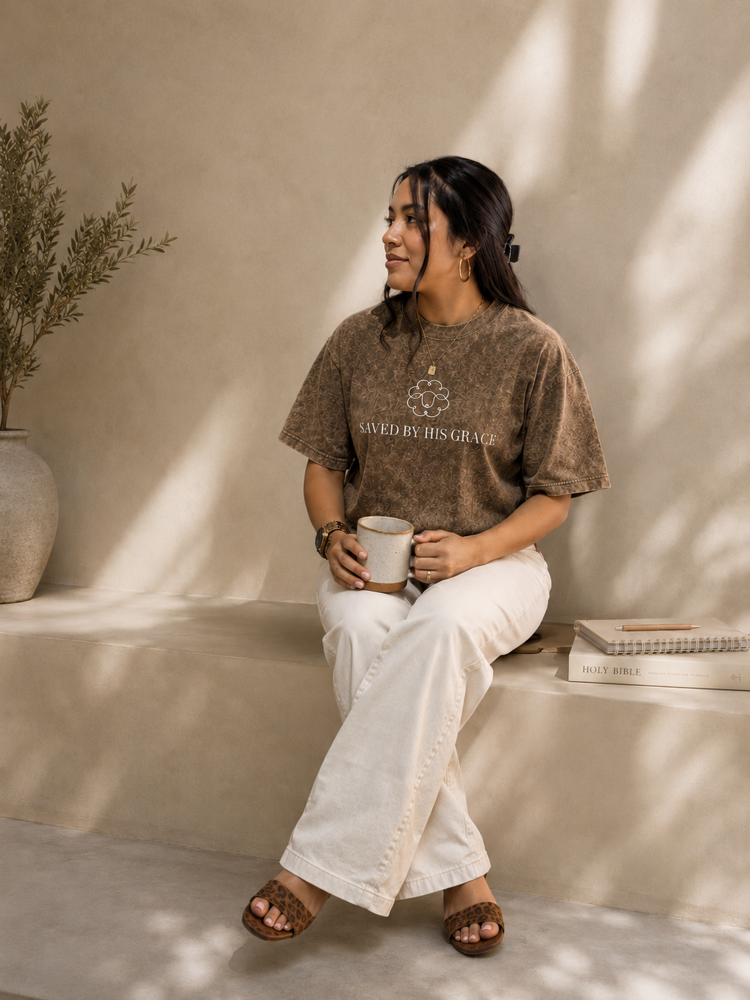 Saved by His Grace Tee – Acid Wash Café